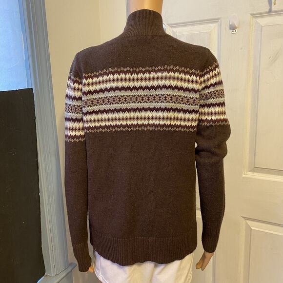 Y2K Eddie Bauer Cardigan Sweater Women Sz M Angora Rabbit Blend Fair Isle Knit - Picture 8 of 8